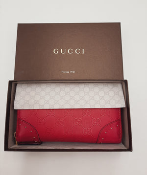 Gucci GG Diamante Long Wallet Zipper Around Pink Leather PVC. Gucci