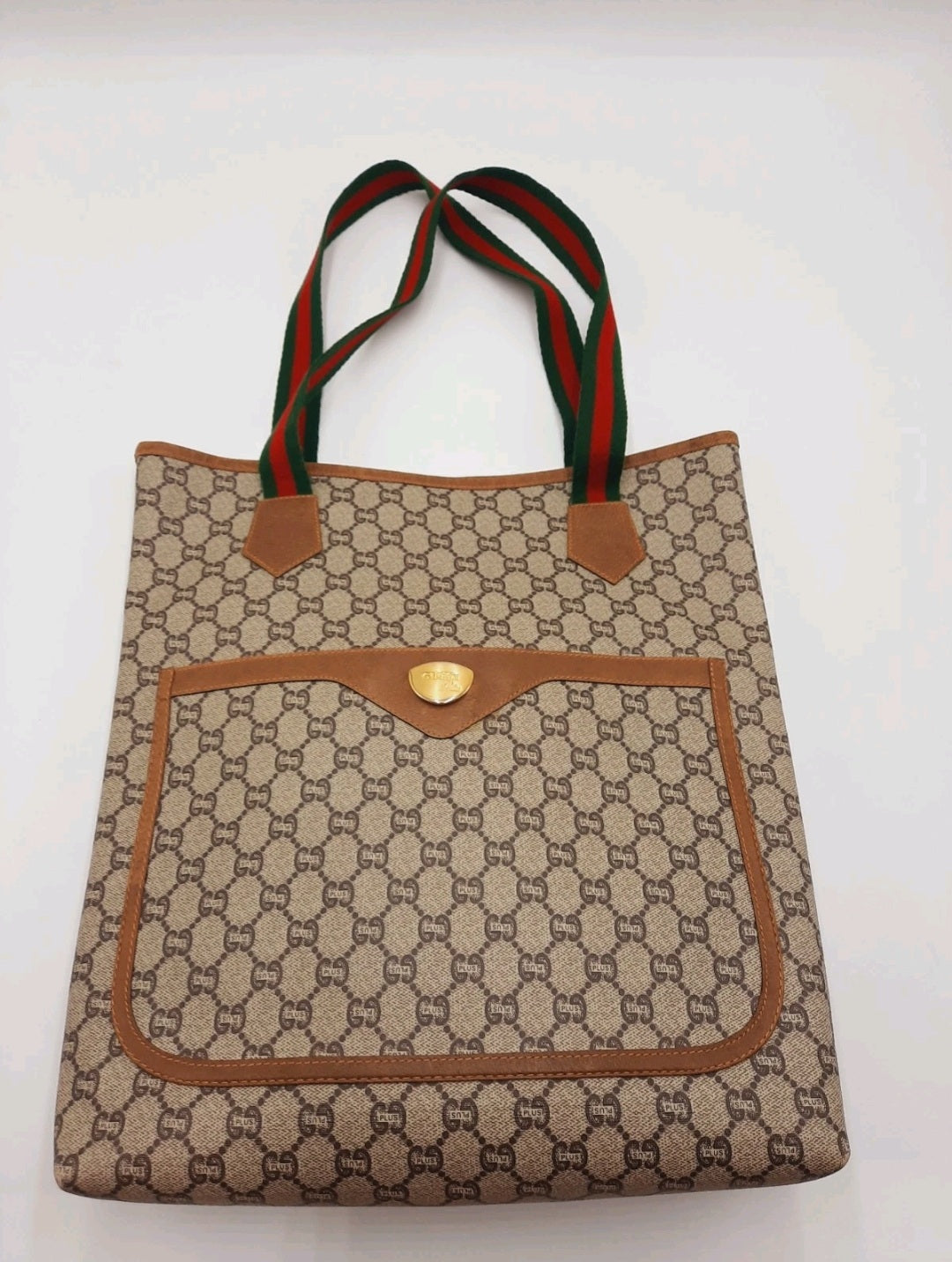 Gucci Cherry Supreme Plus Tote Shoulder Handbag PVC Medium Size. Gucci
