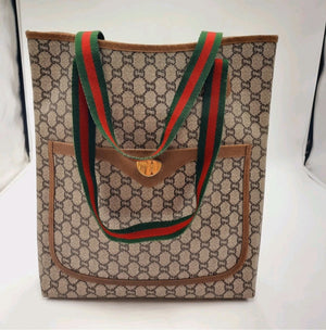 Gucci Cherry Supreme Plus Tote Shoulder Handbag PVC Medium Size. Gucci
