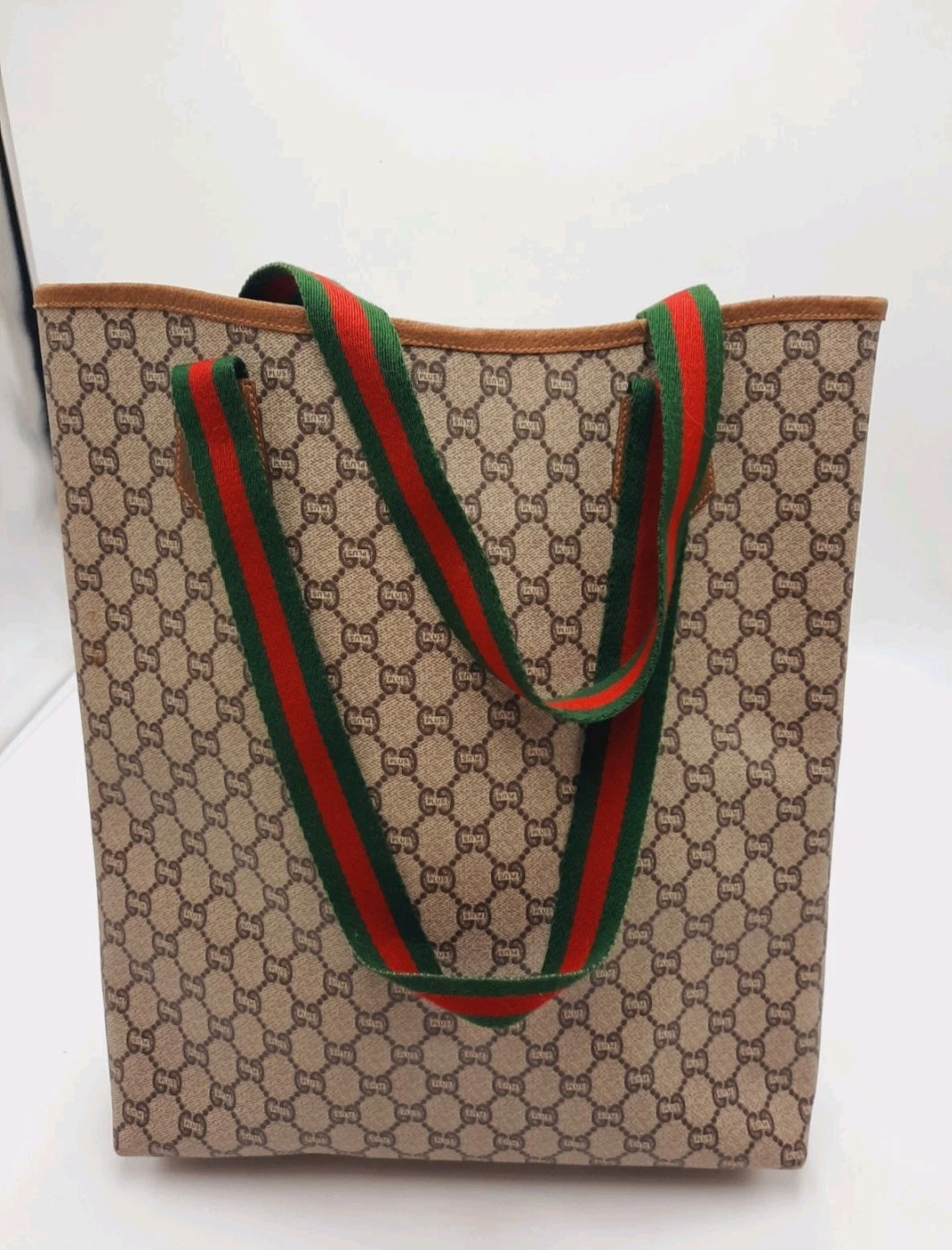 Gucci Cherry Supreme Plus Tote Shoulder Handbag PVC Medium Size. Gucci
