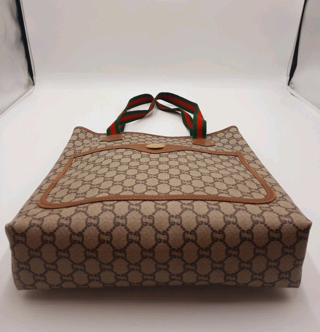 Gucci Cherry Supreme Plus Tote Shoulder Handbag PVC Medium Size. Gucci