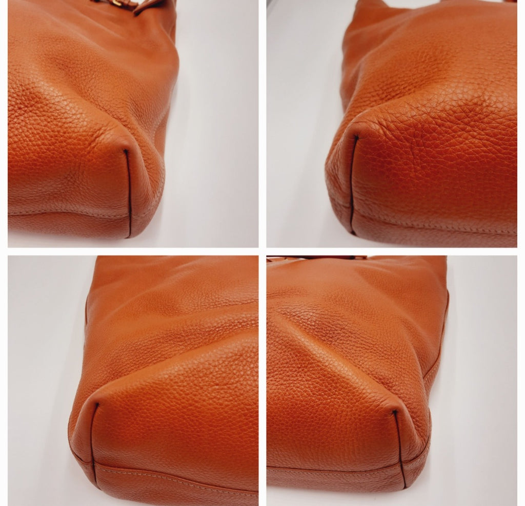 Prada Vitello Daino Shopping 2 Way Leather Handbag Large Size Rame Colour .