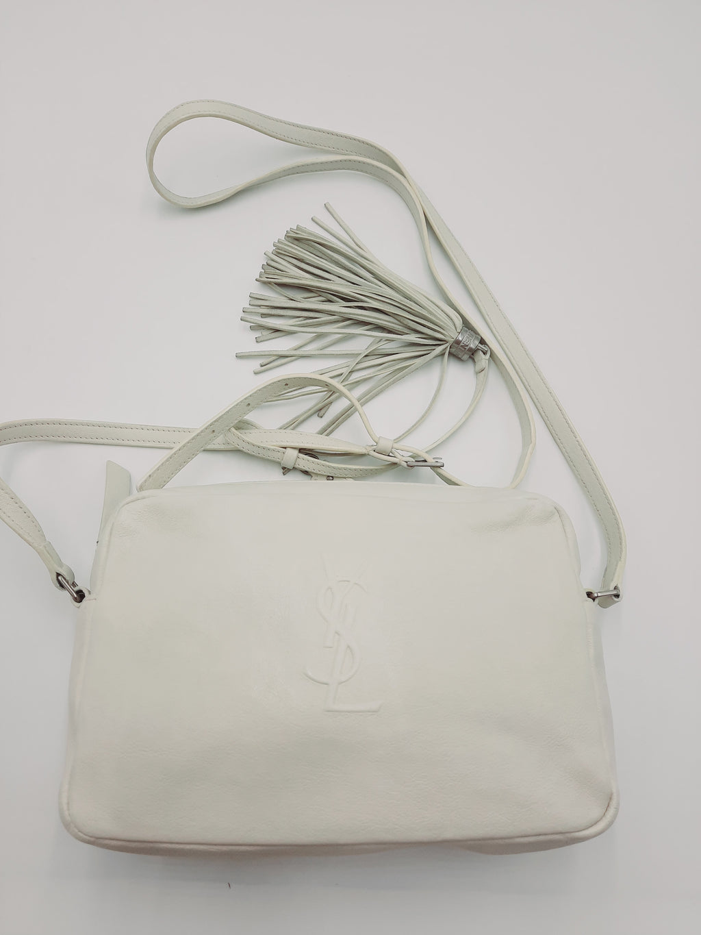 YSL Saint Laurent Lou Camera Shoulder Crossbody Handbag Small Size White Colour. YSL Saint Laurent