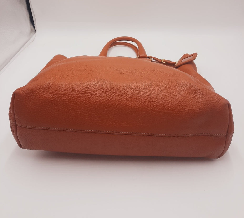 Prada Vitello Daino Shopping 2 Way Leather Handbag Large Size Rame Colour .