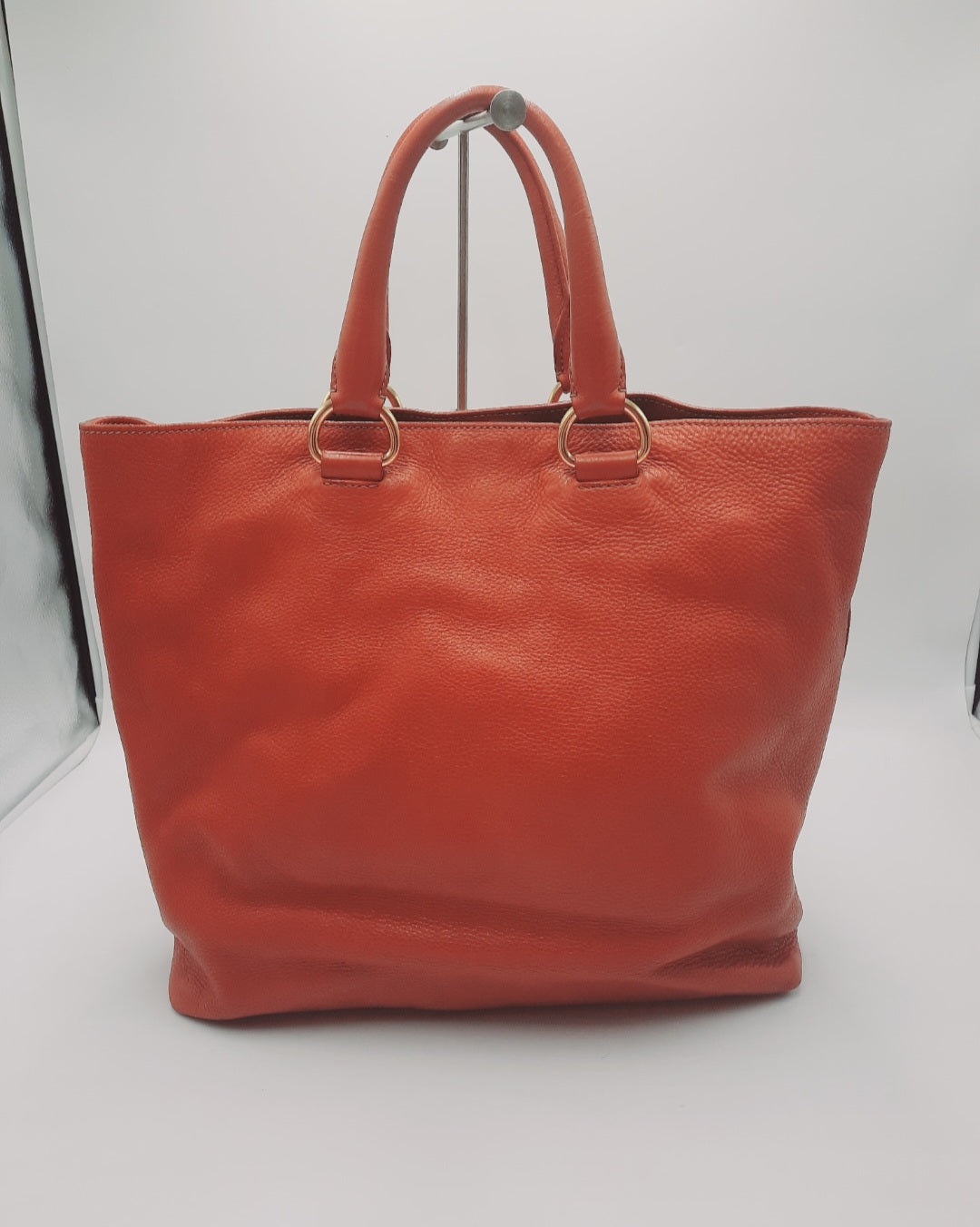 Prada Vitello Daino Shopping 2 Way Leather Handbag Large Size Rame Colour .